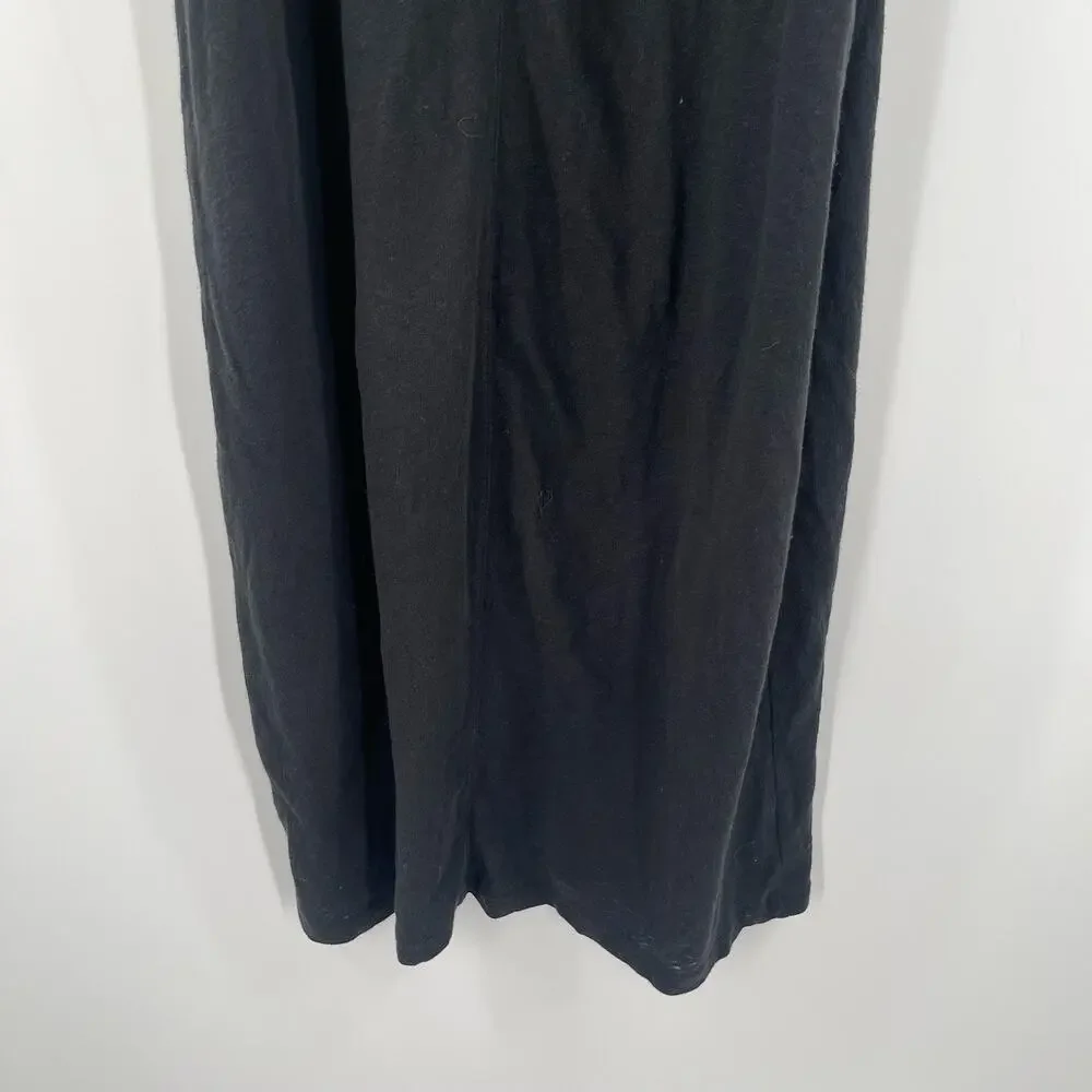 NATION LTD Dress Size Medium Elliot Ruffle Sleeve Black Pima Cotton Linen Blend - Picture 13 of 15